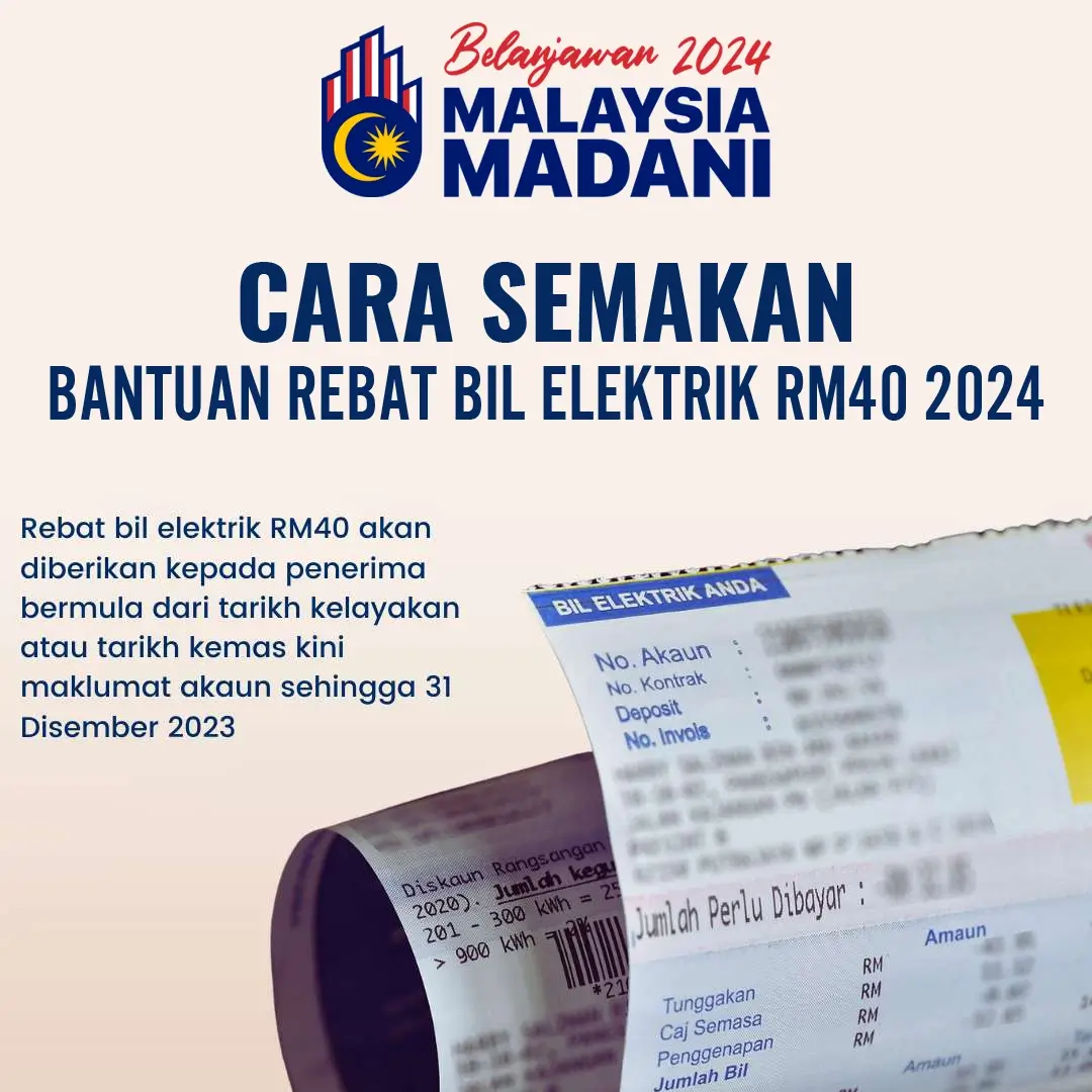 Cara Semak Bantuan Rebat Bil Elektrik RM40 2024
