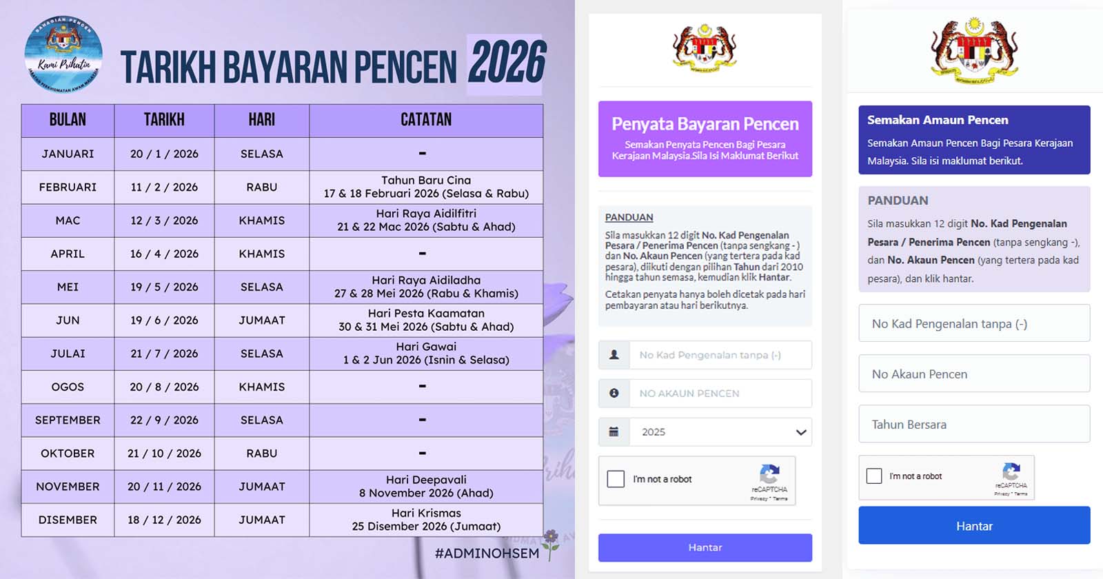 Tarikh Bayaran Pencen 2026